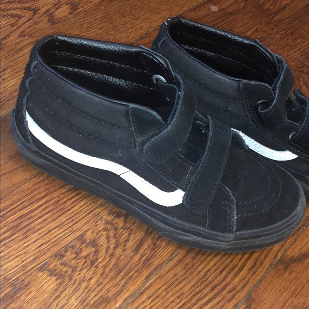 All black w/ white strip Velcro vans- gently used